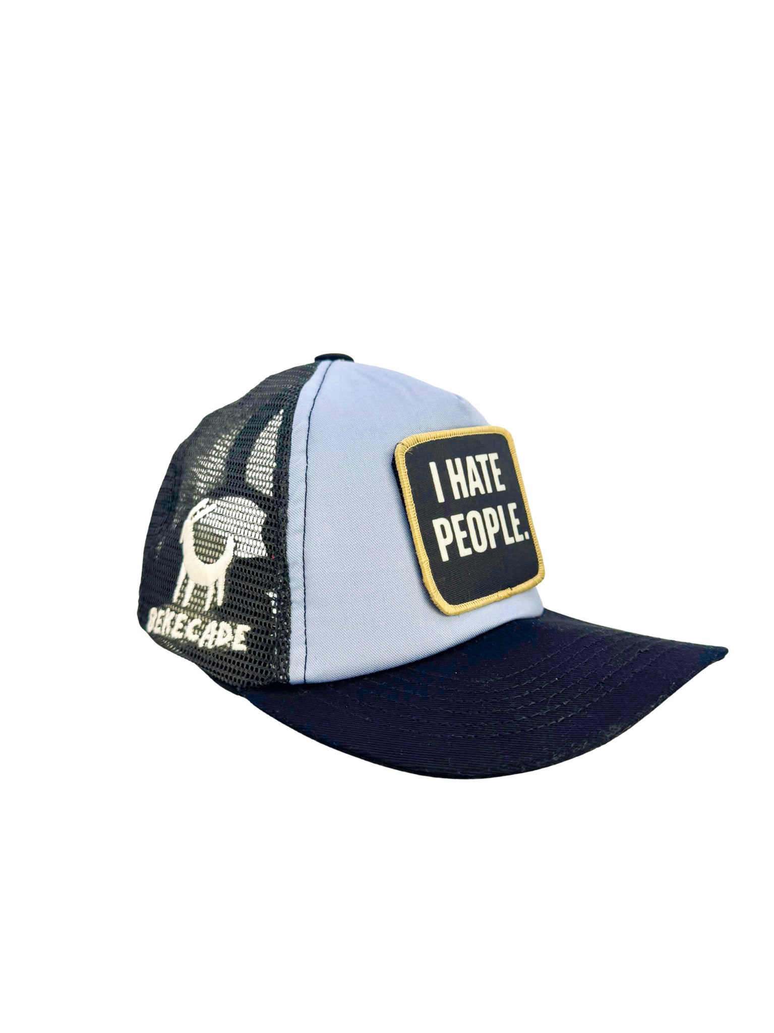 'I HATE PEOPLE' - 5 Panel Ice Blue Trucker Hat