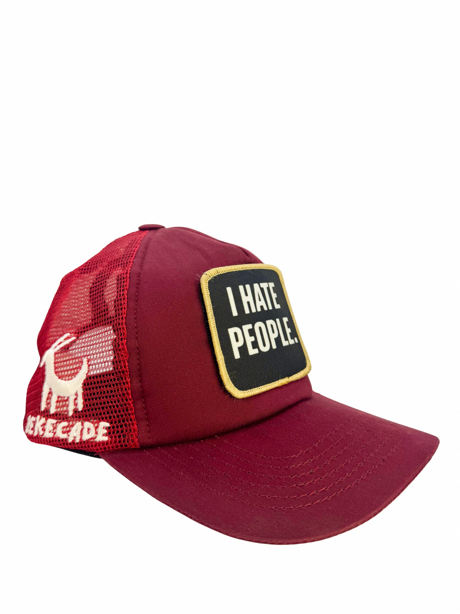'I HATE PEOPLE' - 5 Panel Burgundy Trucker Hat
