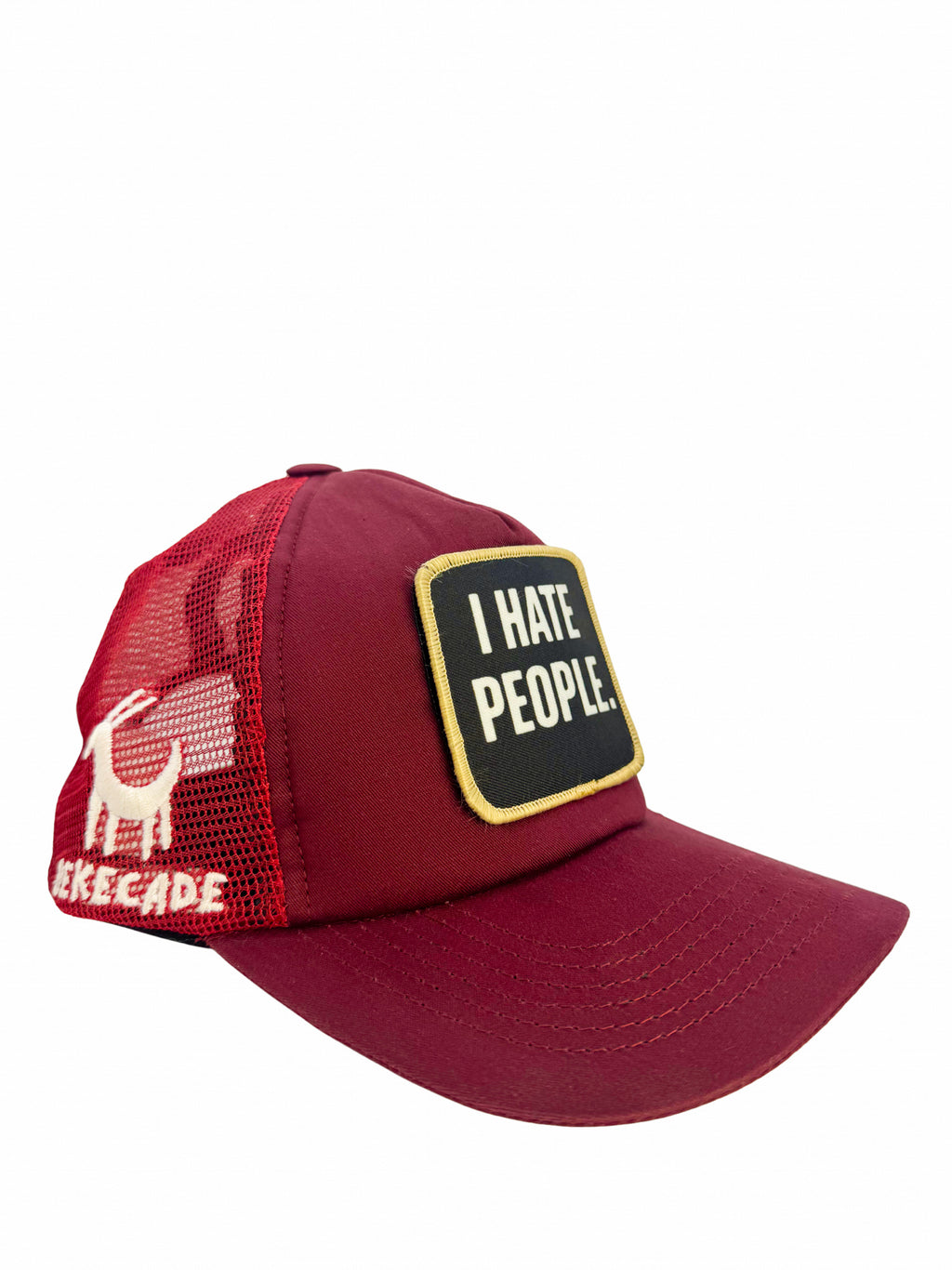 'I HATE PEOPLE' - 5 Panel Burgundy Trucker Hat