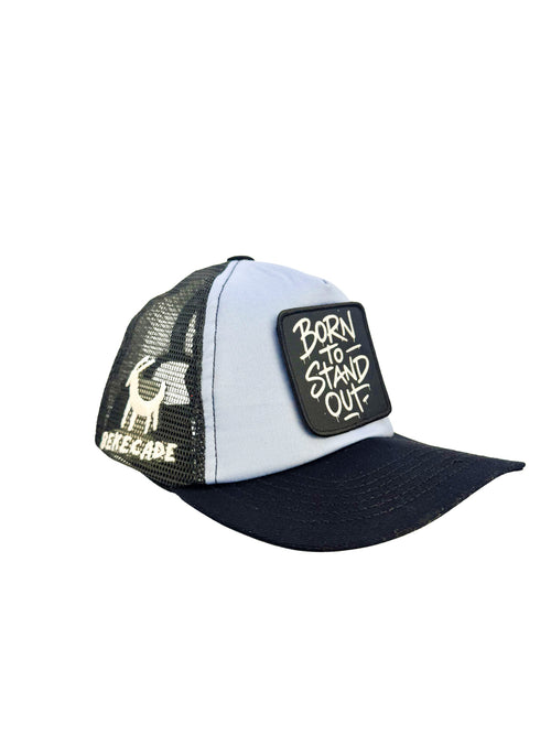 'BORN TO STAND OUT' - 5 Panel Ice Blue Trucker Hat