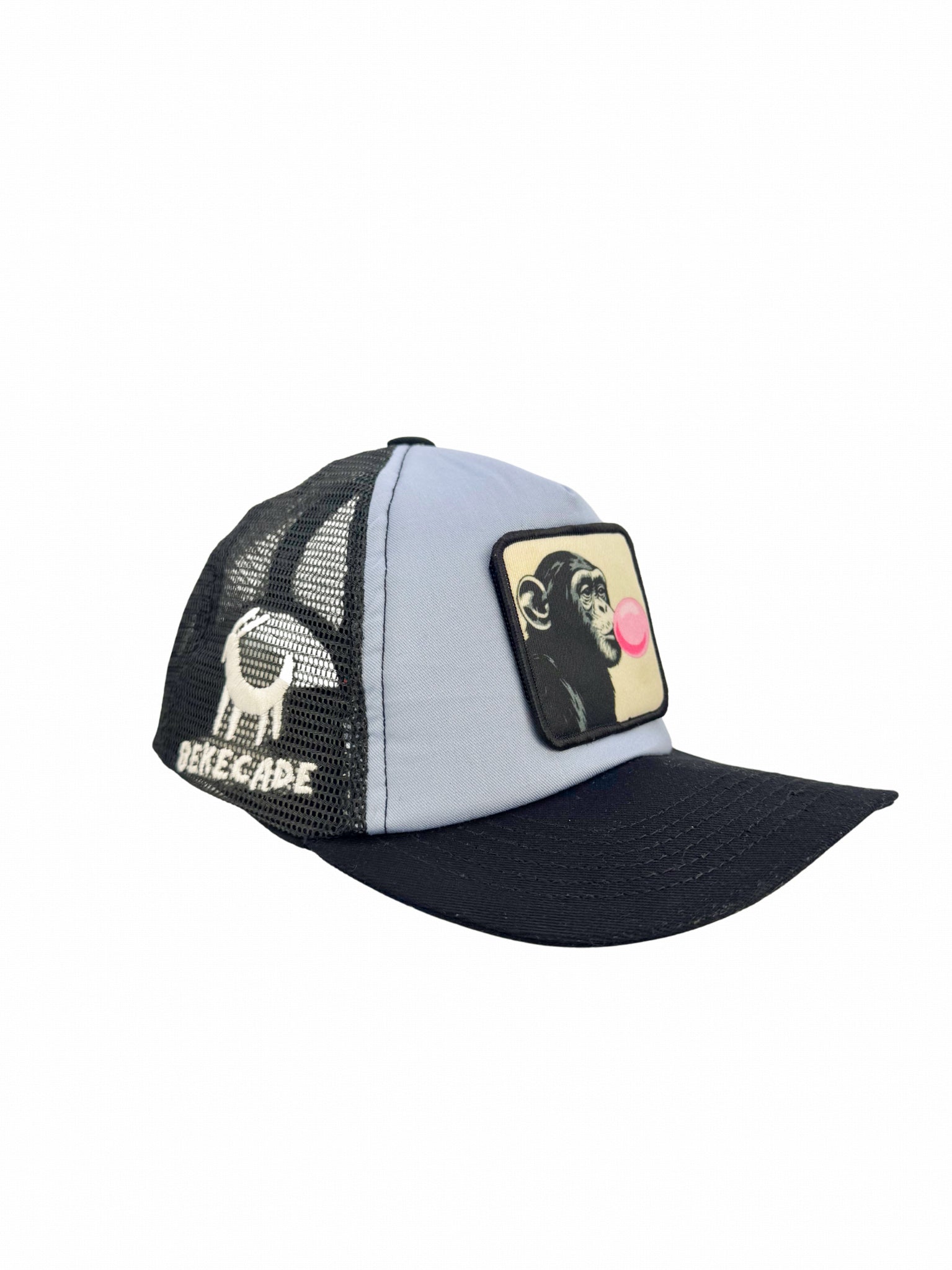 'BUBBLE GUM MONKEY ' - 5 Panel Ice Blue Trucker Hat