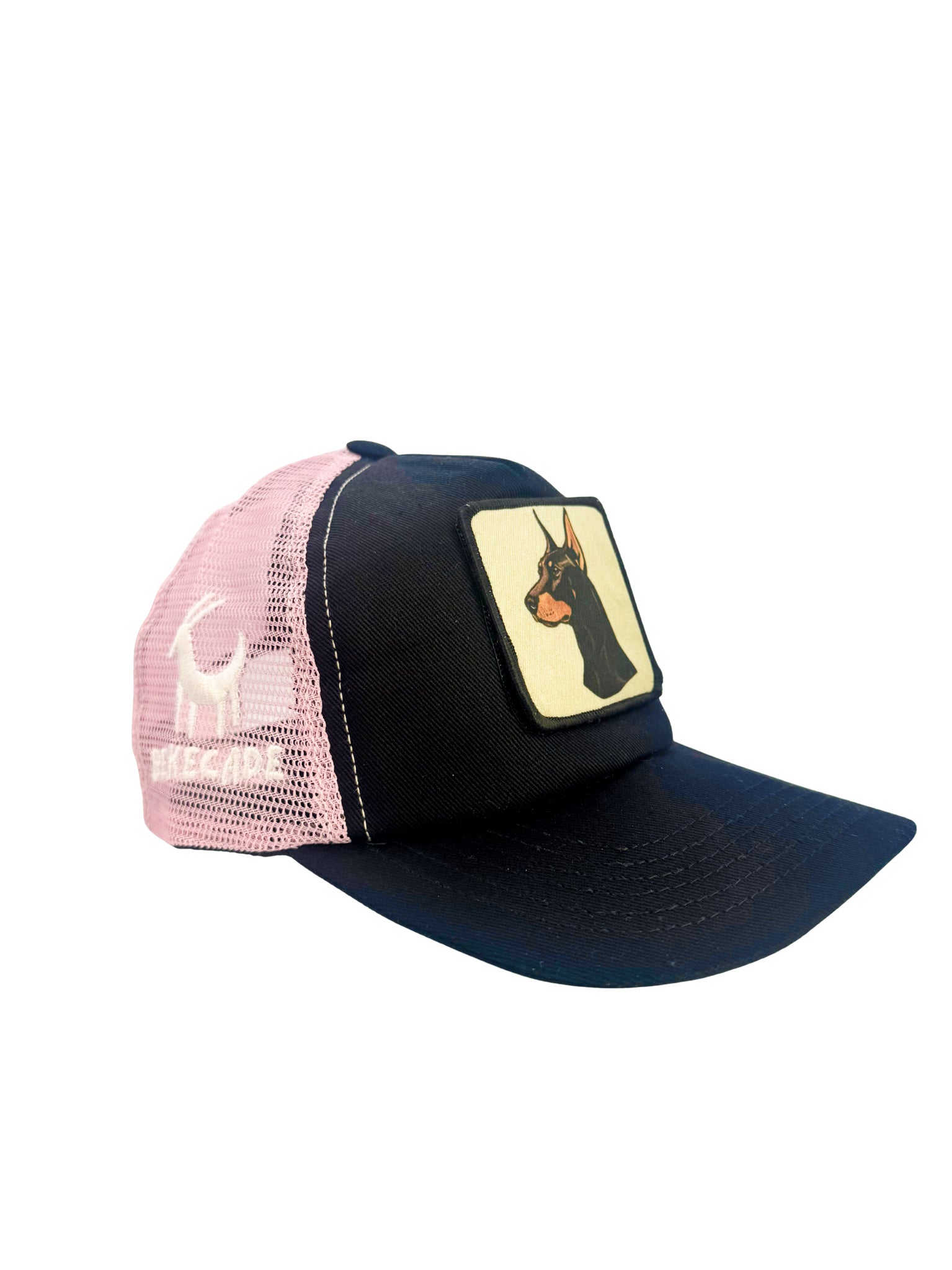 'DOBERMAN' - 5 Panel Pink Trucker Hat