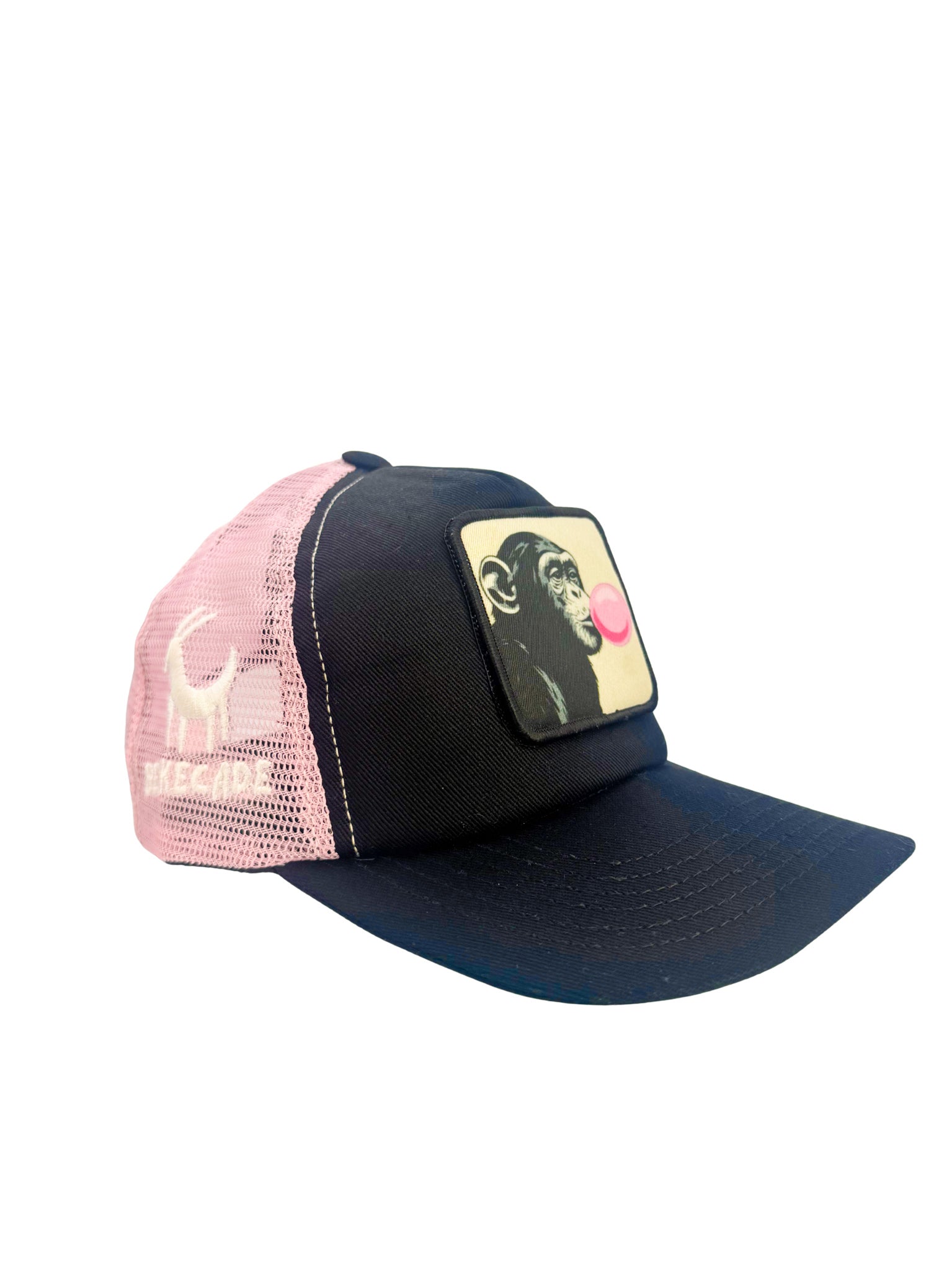 'BUBBLE GUM MONKEY' - 5 Panel Pink Trucker Hat