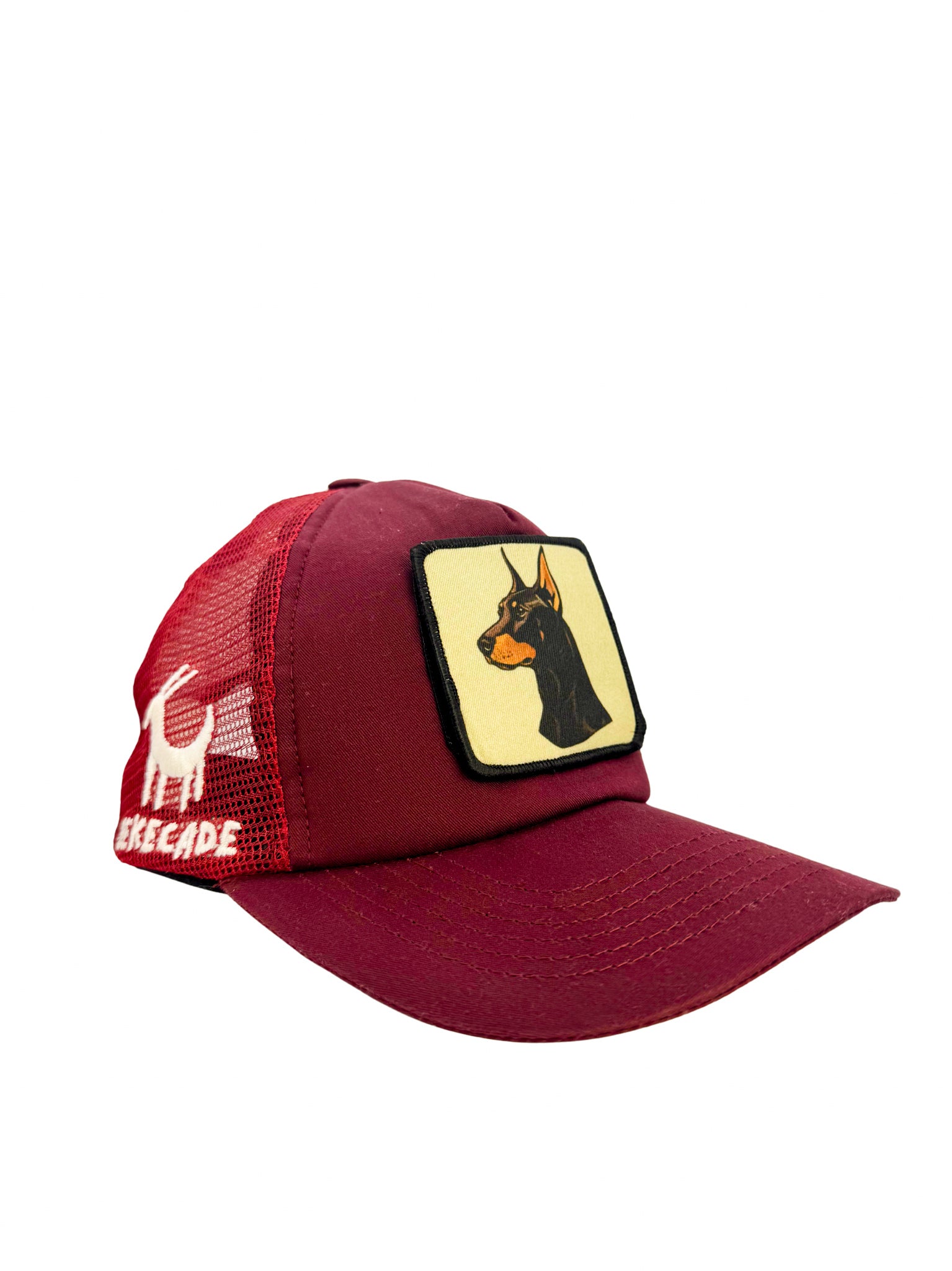 'DOBERMAN' - 5 Panel Burgundy Trucker Hat
